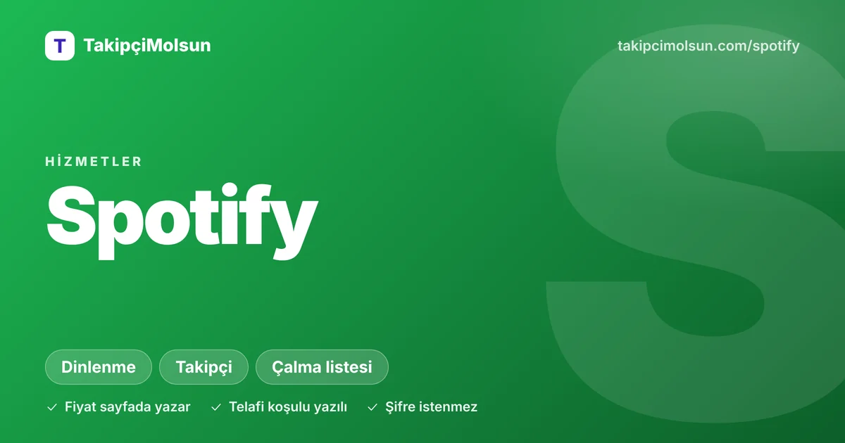 Spotify hizmetleri: fiyat, süre ve telafi koşulu sayfada yazar, şifre istenmez